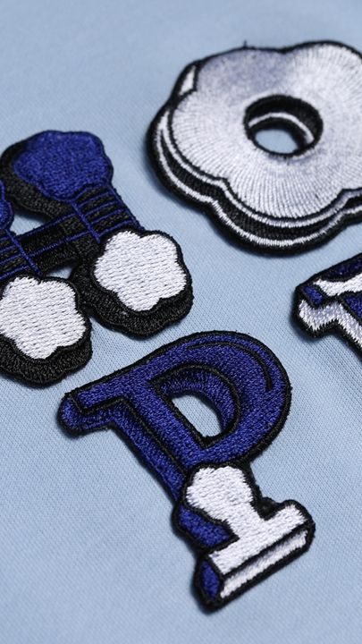 棉质刺绣字母短款t恤