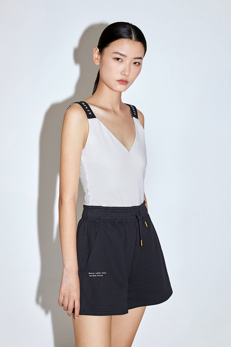 v领字母针织吊带背心