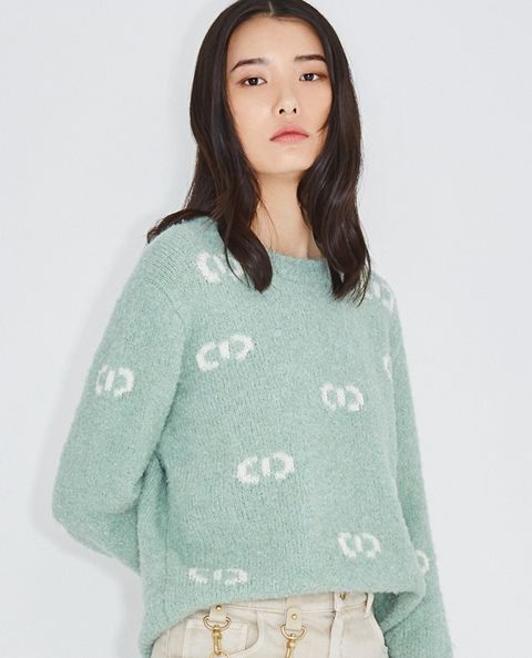 logo宽松针织毛衣